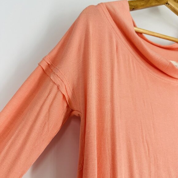 We The Free Grapevine Coral Asymmetric Long Sleeve Ribbed Stretchy Tunic Top M - Picture 8 of 12